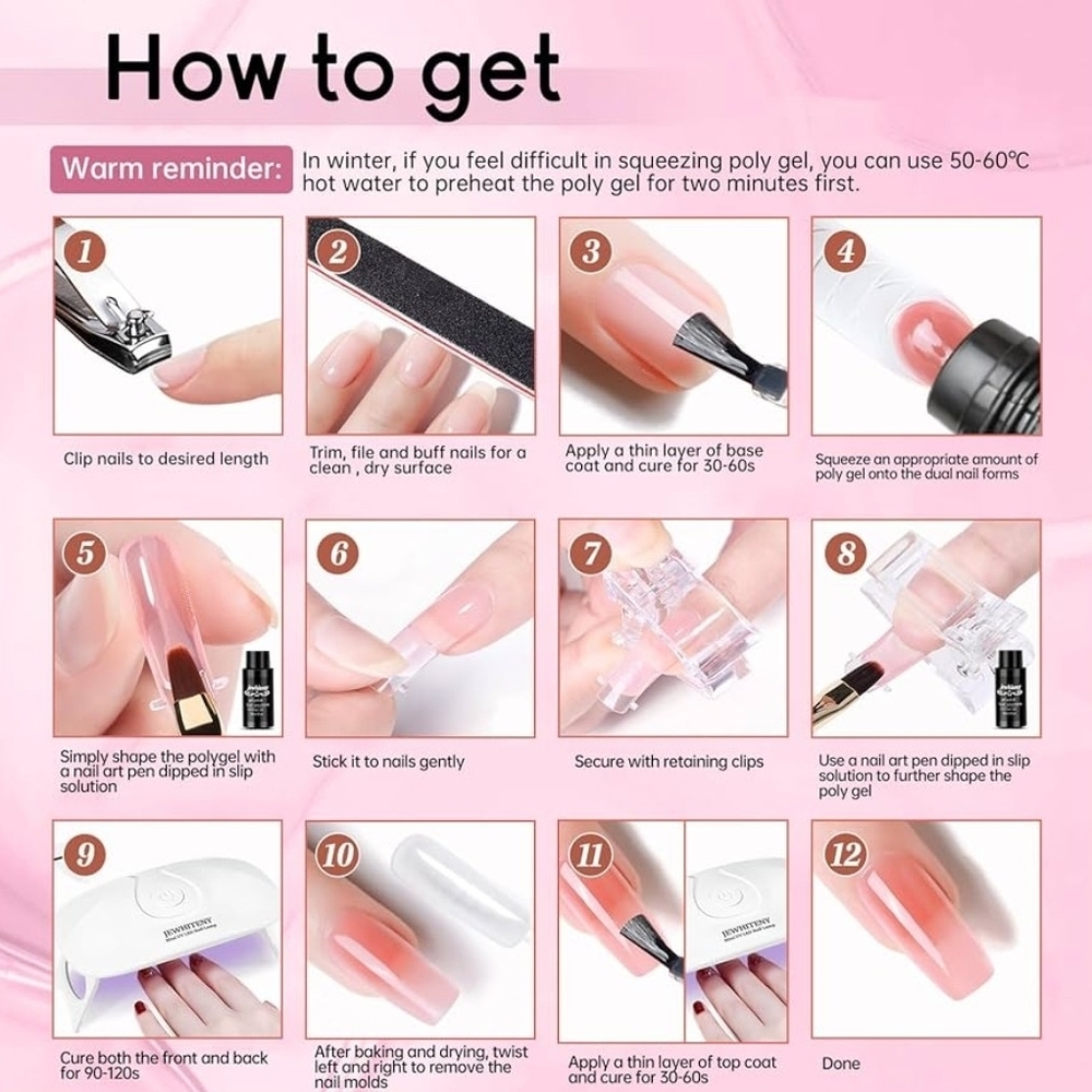 Jewhiteny Poly Gel Nail Kit with Nail Dryer - Picture 10 of 11